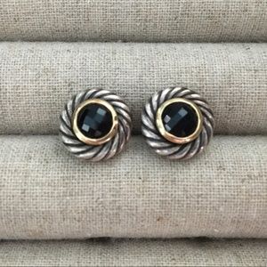 David Yurman Onyx Cookie earrings Larger size